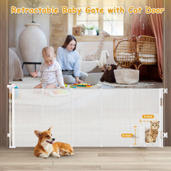 Sair pet 33-inch tall retractable gate saves space in home.