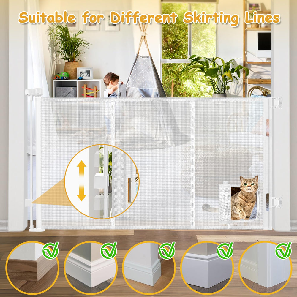 Sair Pet bottom-bracket adjustment helps seal gaps on varied skirting lines.