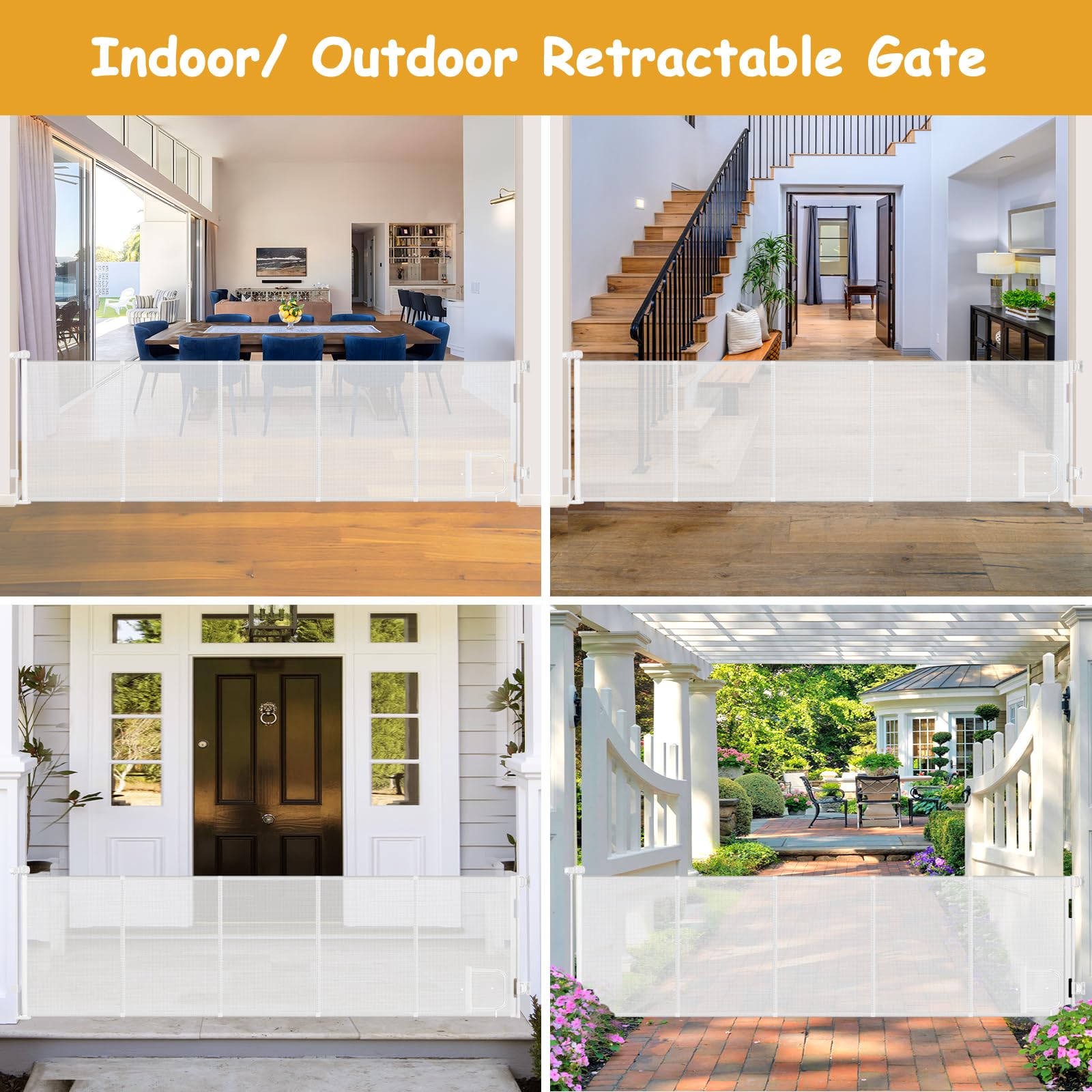 Sair pet gate fits indoors and outdoors for versatile room-to-room use.