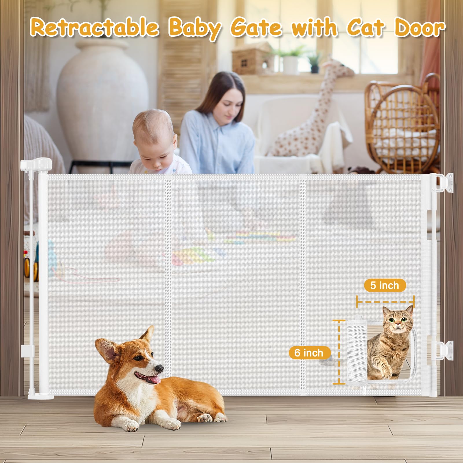 Sair Pet cat-door close-up highlights convenient feline access while keeping pets separated.
