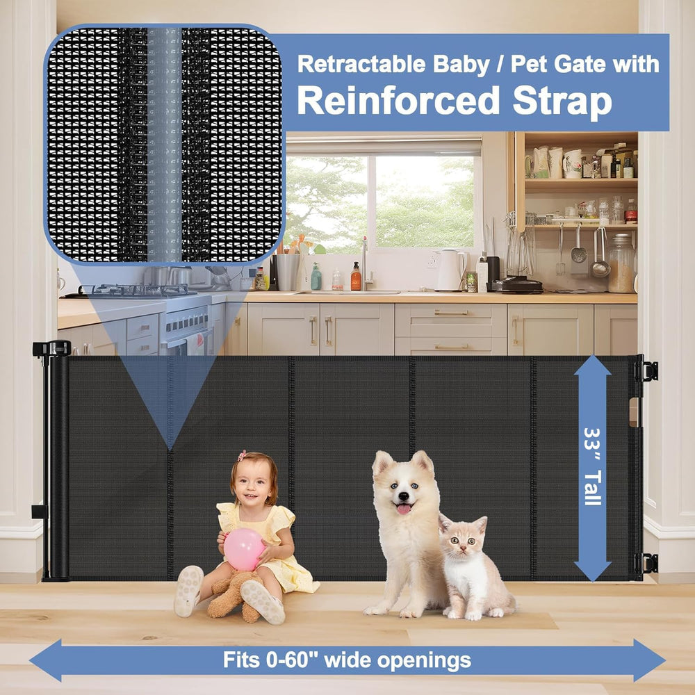 Sair Pet deck gate mesh closed over opening for secure indoor outdoor setup