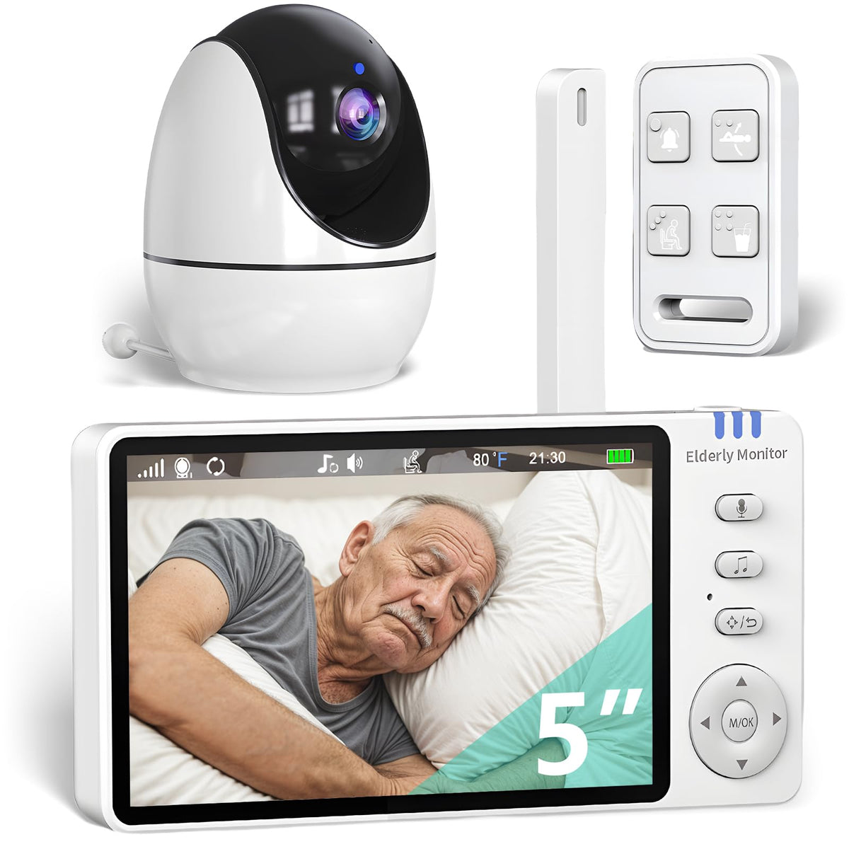 Sair Pet elderly monitor camera front view for real-time family monitoring and caregiver peace of mind.