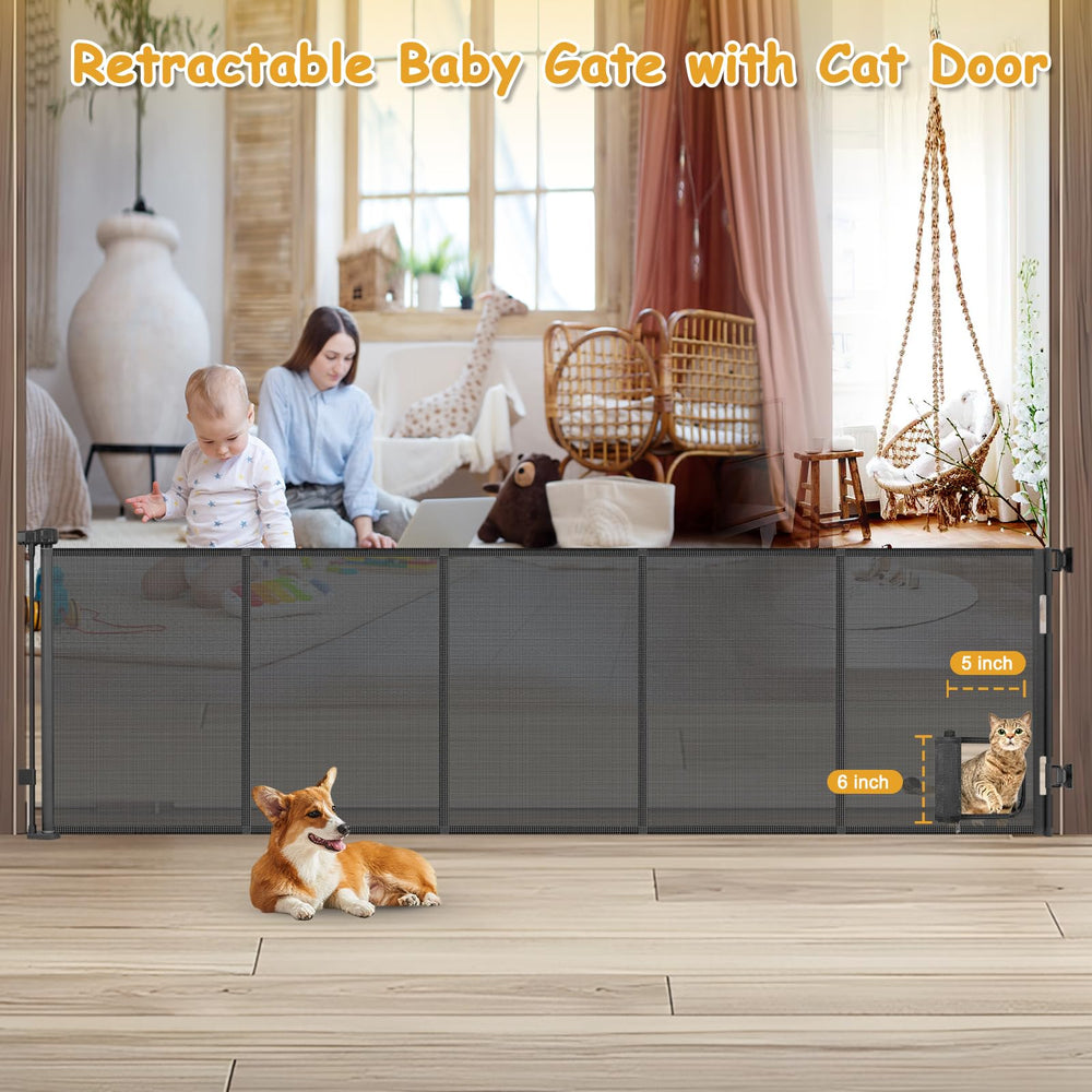 Sair pet extra-wide gate side-mount with cat door enables pets to pass