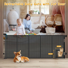 Sair Pet extra-wide retractable gate reaching 33 inches tall, adaptable for large openings.