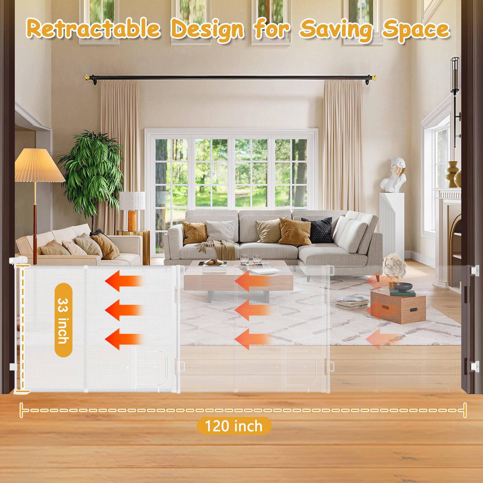 Sair pet retractable design saves space when the gate isn't in use.