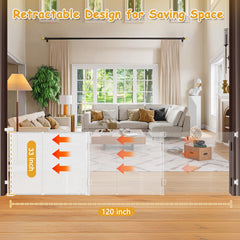 Sair pet retractable design saves space when the gate isn't in use.