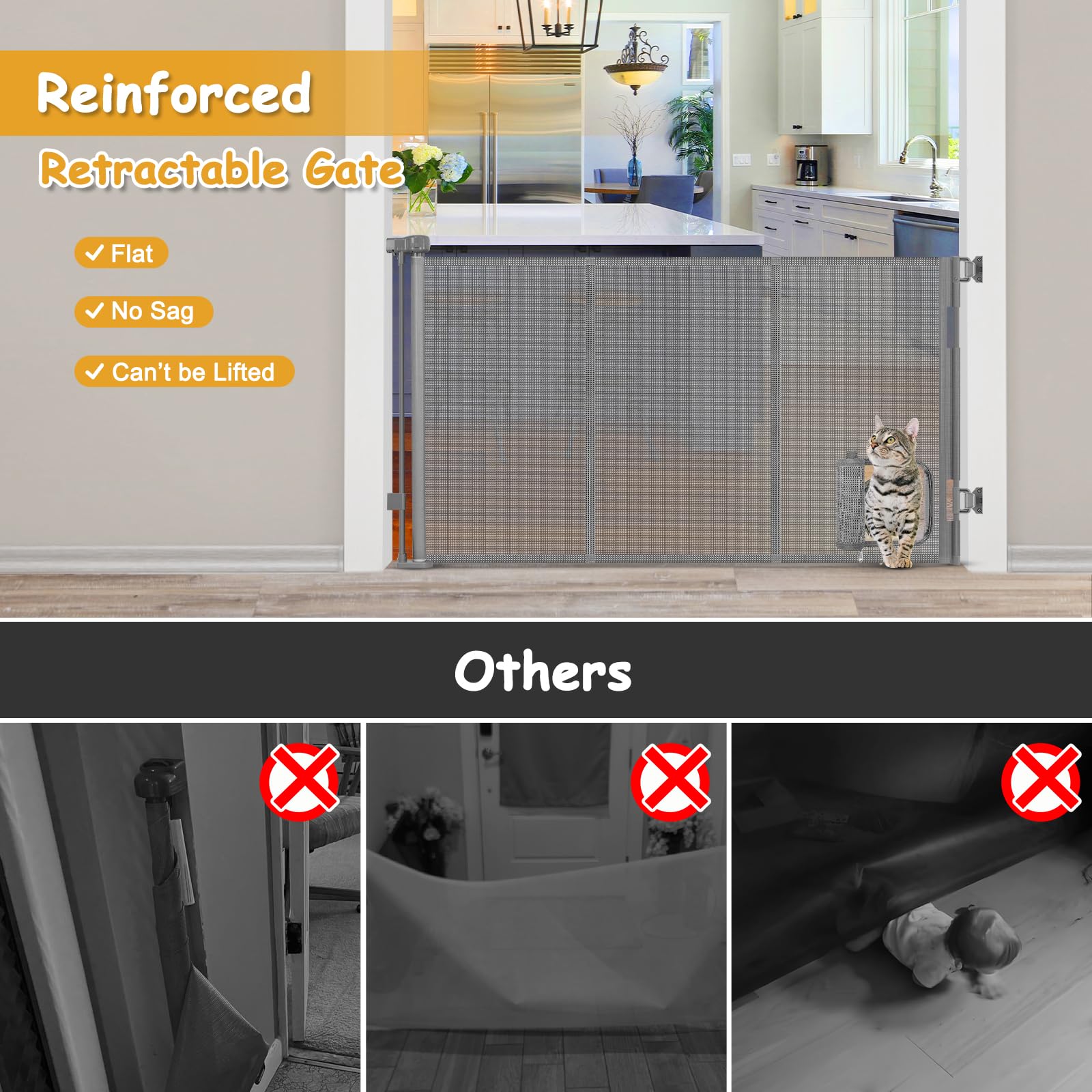 Sair pet one-hand retractable gate for easy use while carrying