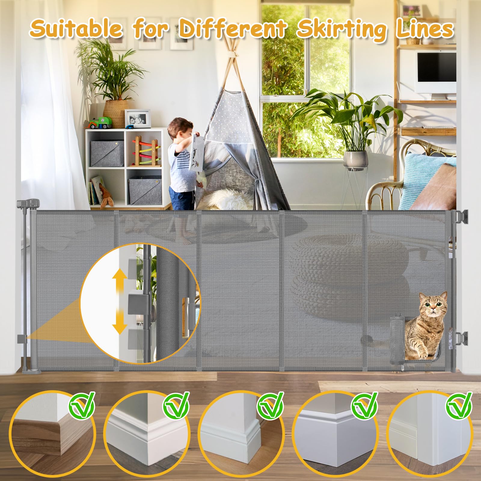 Sair Pet reinforced 90-inch gate wide opening in home use