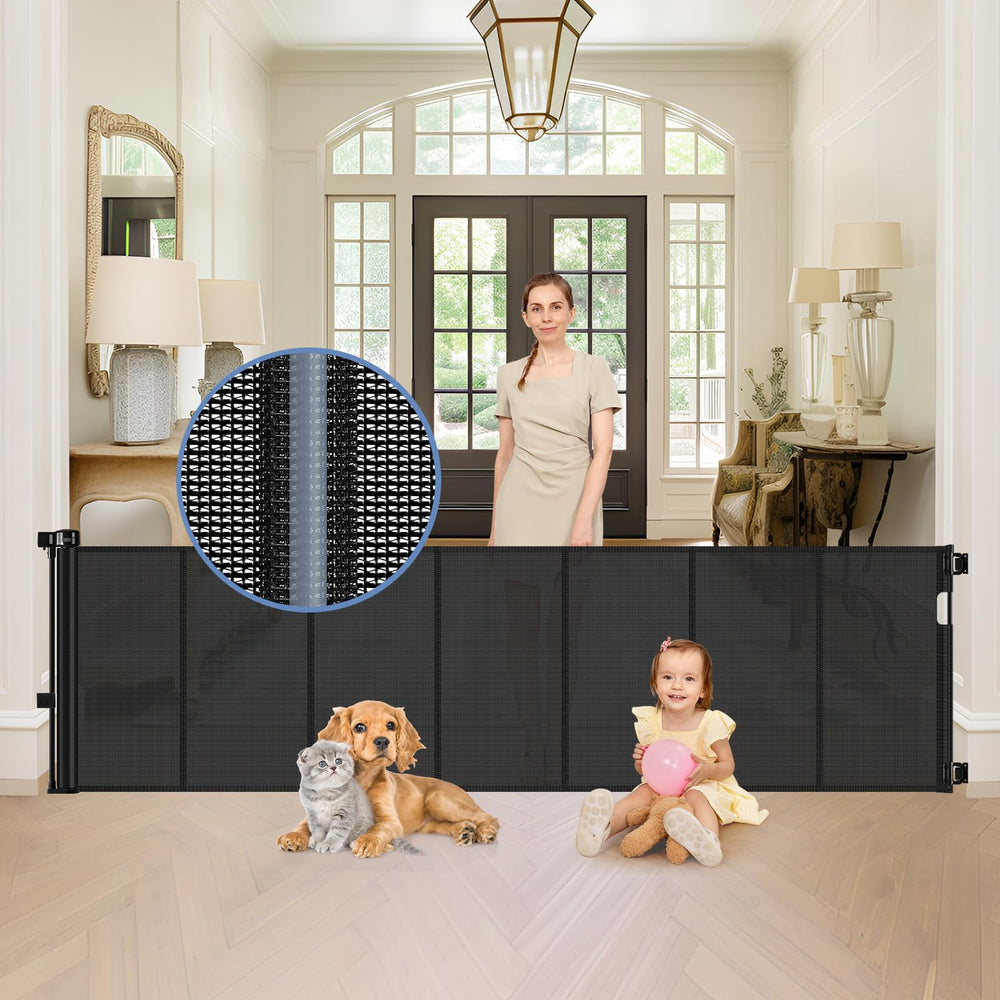 Sair pet reinforced 90-inch retractable gate closed for wide openings