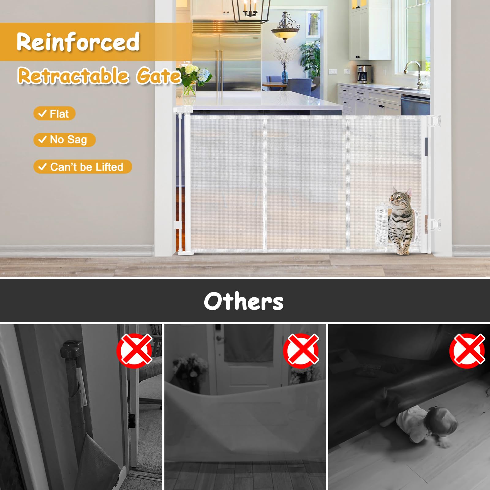 Sair Pet reinforced-bars close-up shows strong frame preventing sag and climb-overs.