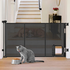 Sair pet reinforced gate with cat door extended width keeps spaces flexible and safe