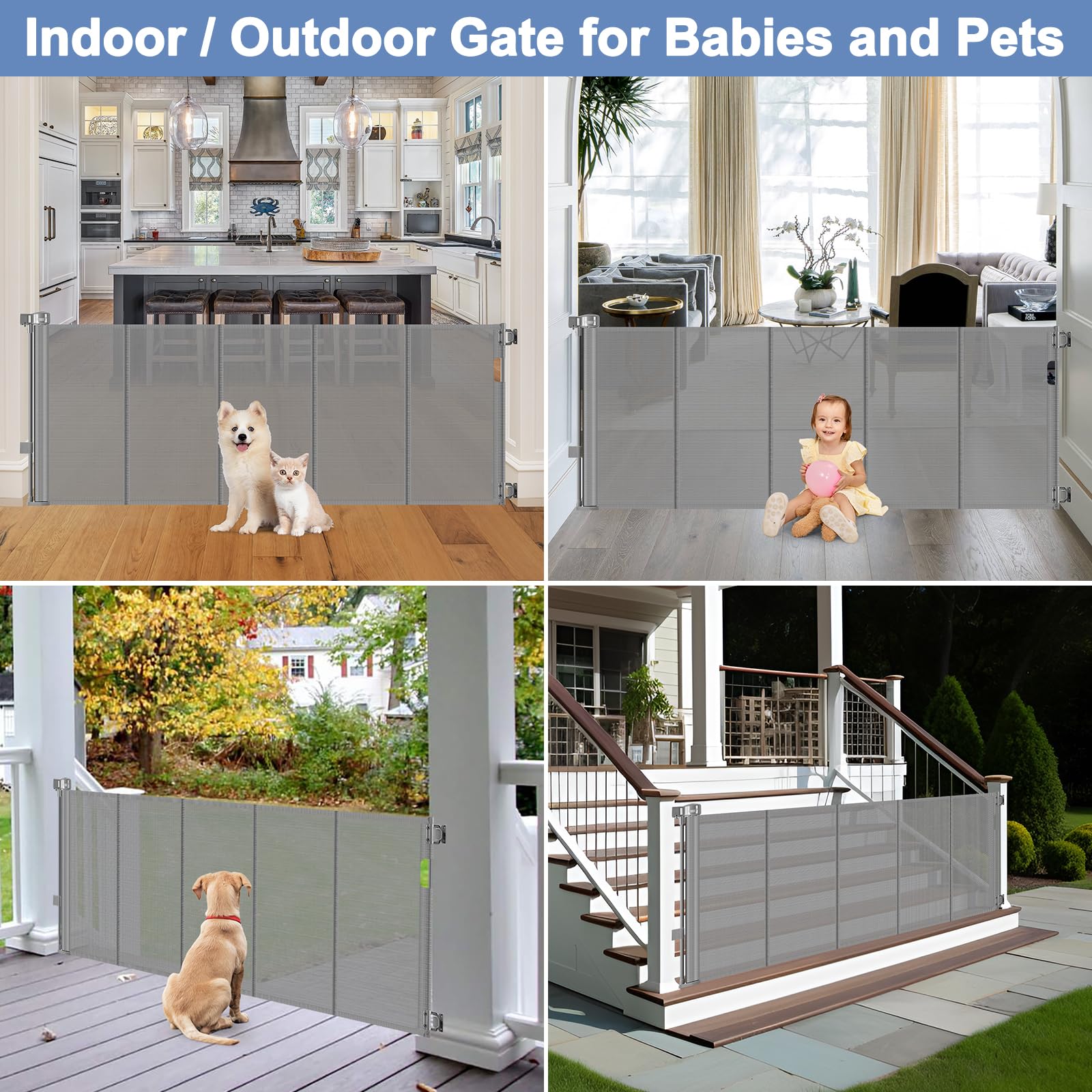 Sair pet gate offers smooth retracting action for one handed operation
