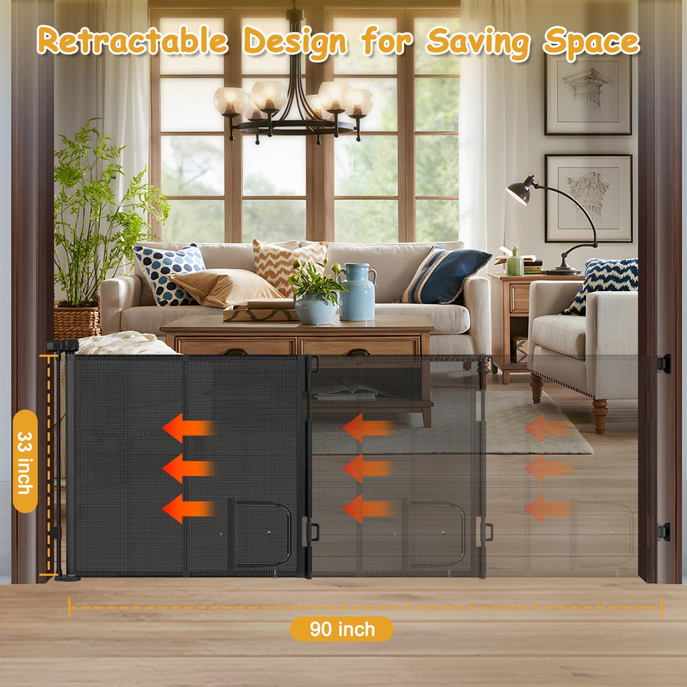 Sair Pet retractable design saves space when gate is not in use.