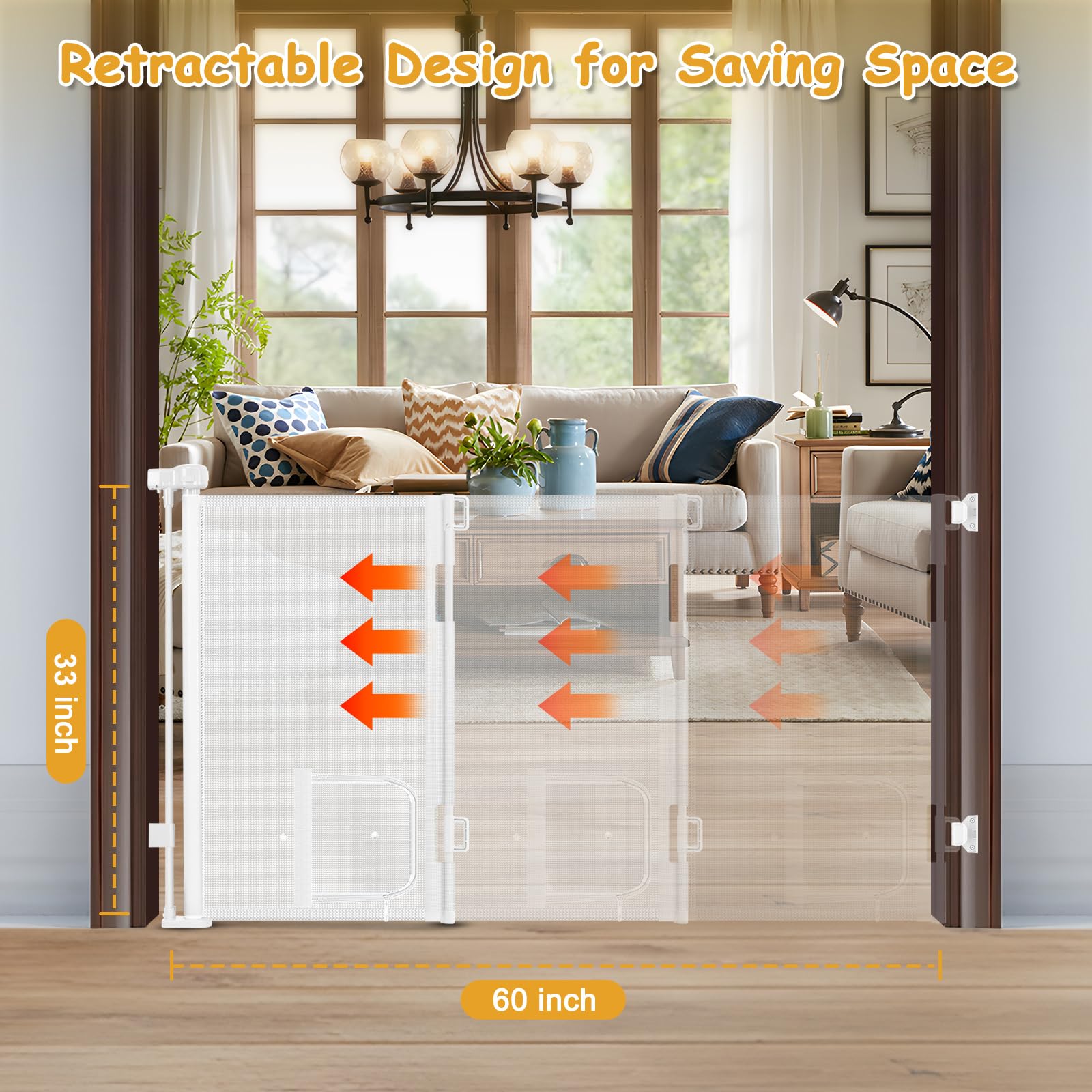 Sair Pet space-saving retractable design fits small rooms without bulky hardware.