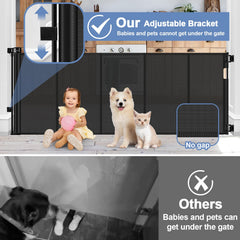 Sair Pet gate with upgraded spring shows smooth retract and no wrinkles