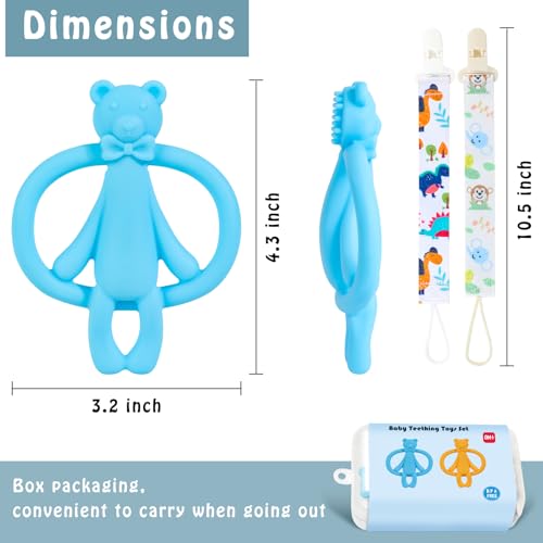 Saiveina bear-teether-yellow, bright color engages babies for teething exploration.