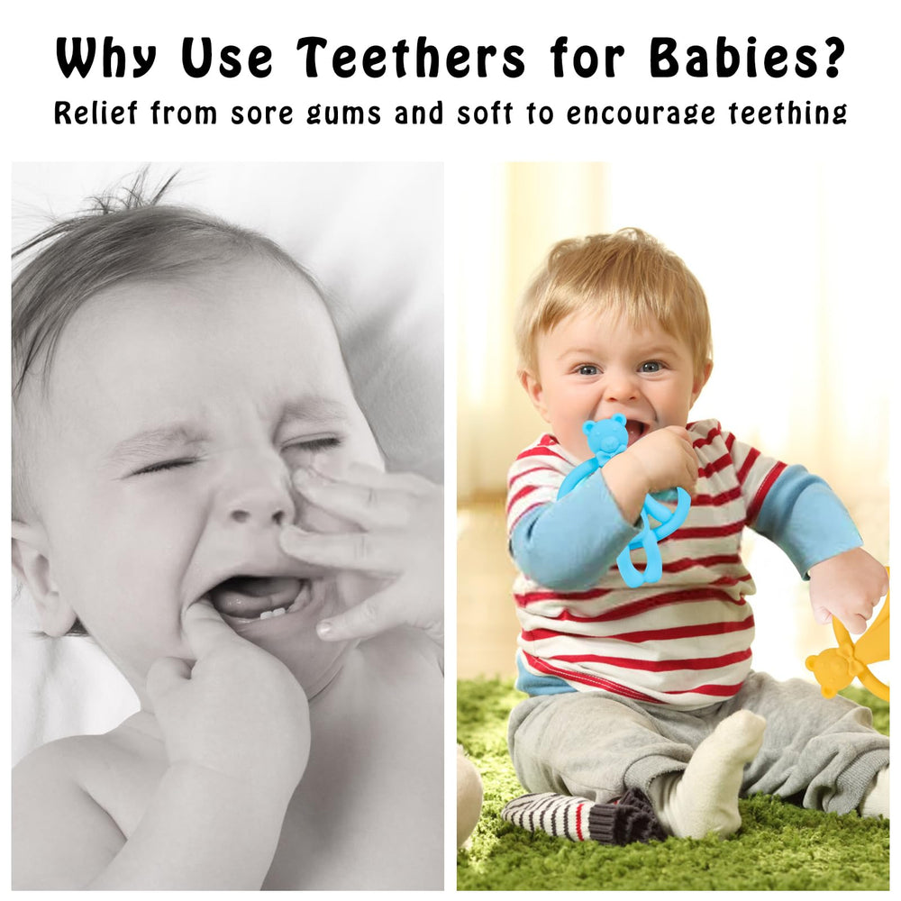 Saiveina contents-2-pack, two silicone teethers for siblings or twins.