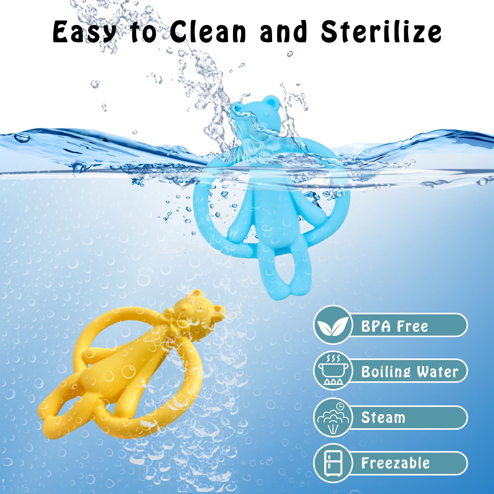 Saiveina pacifier-clips-duo-blue-yellow, keeps teether close for busy parents.