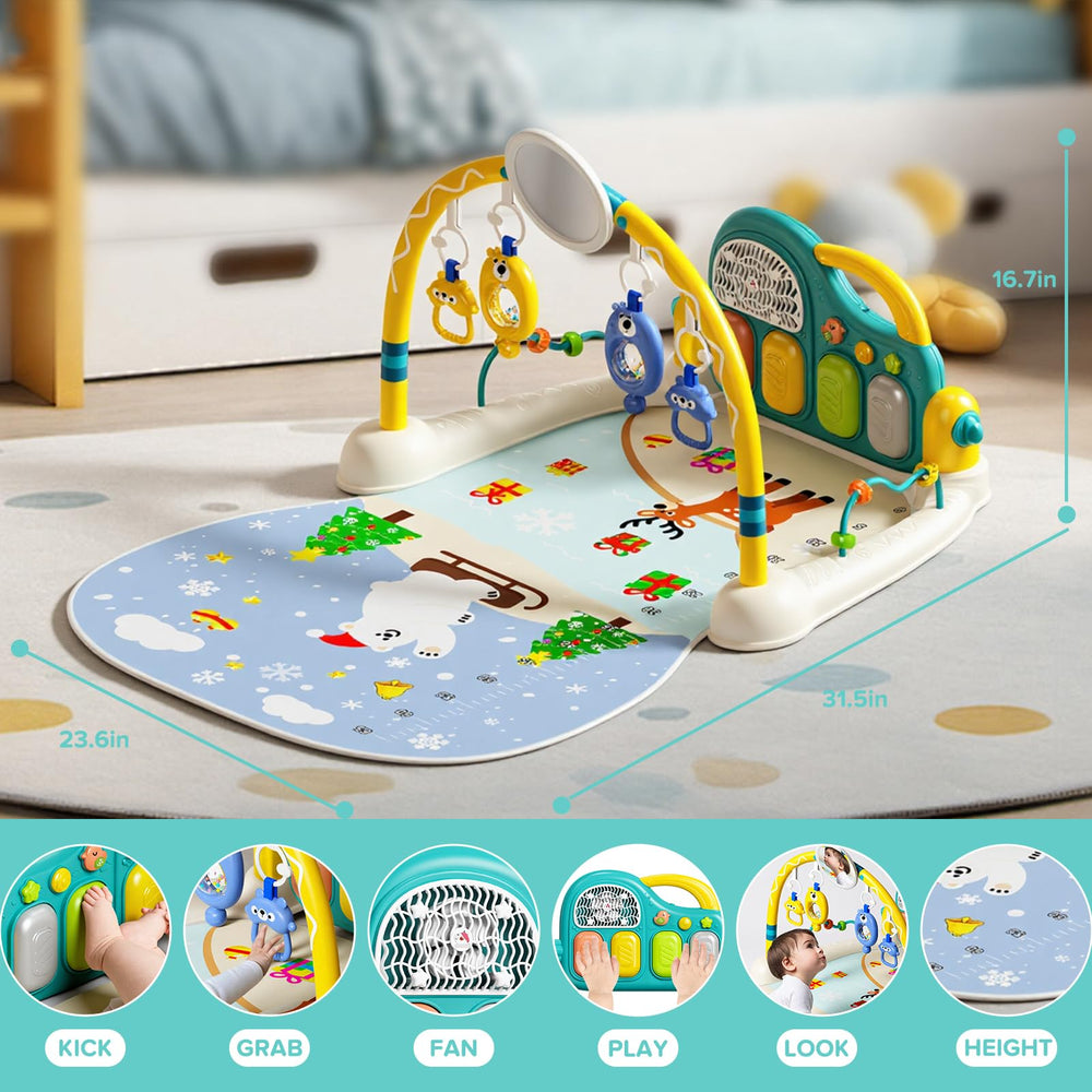 SAKAKI Baby Play Mat LED piano lights engage baby fingers during play