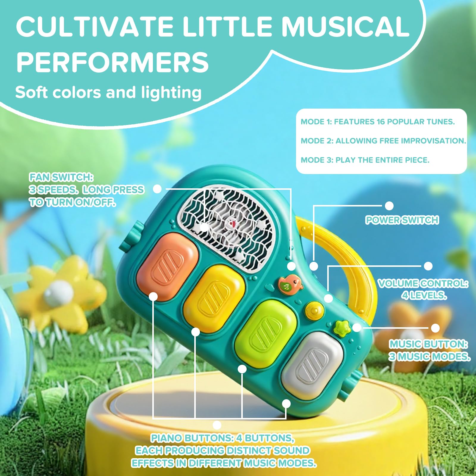 SAKAKI Baby Play Mat includes removable sensory toys for exploration