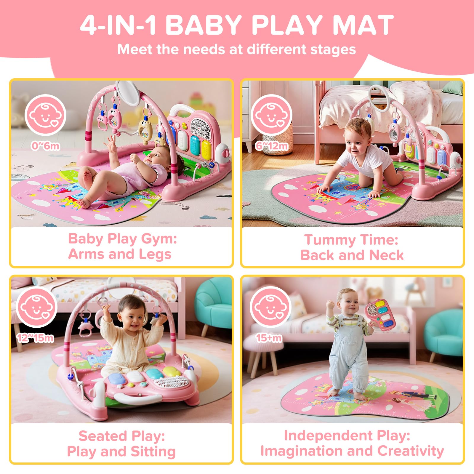 SAKAKI Baby Play Mat self-discovery mirror enhances visual tracking.