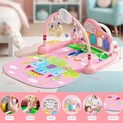 SAKAKI Baby Play Mat baby lying on tummy time mat exploring toys.