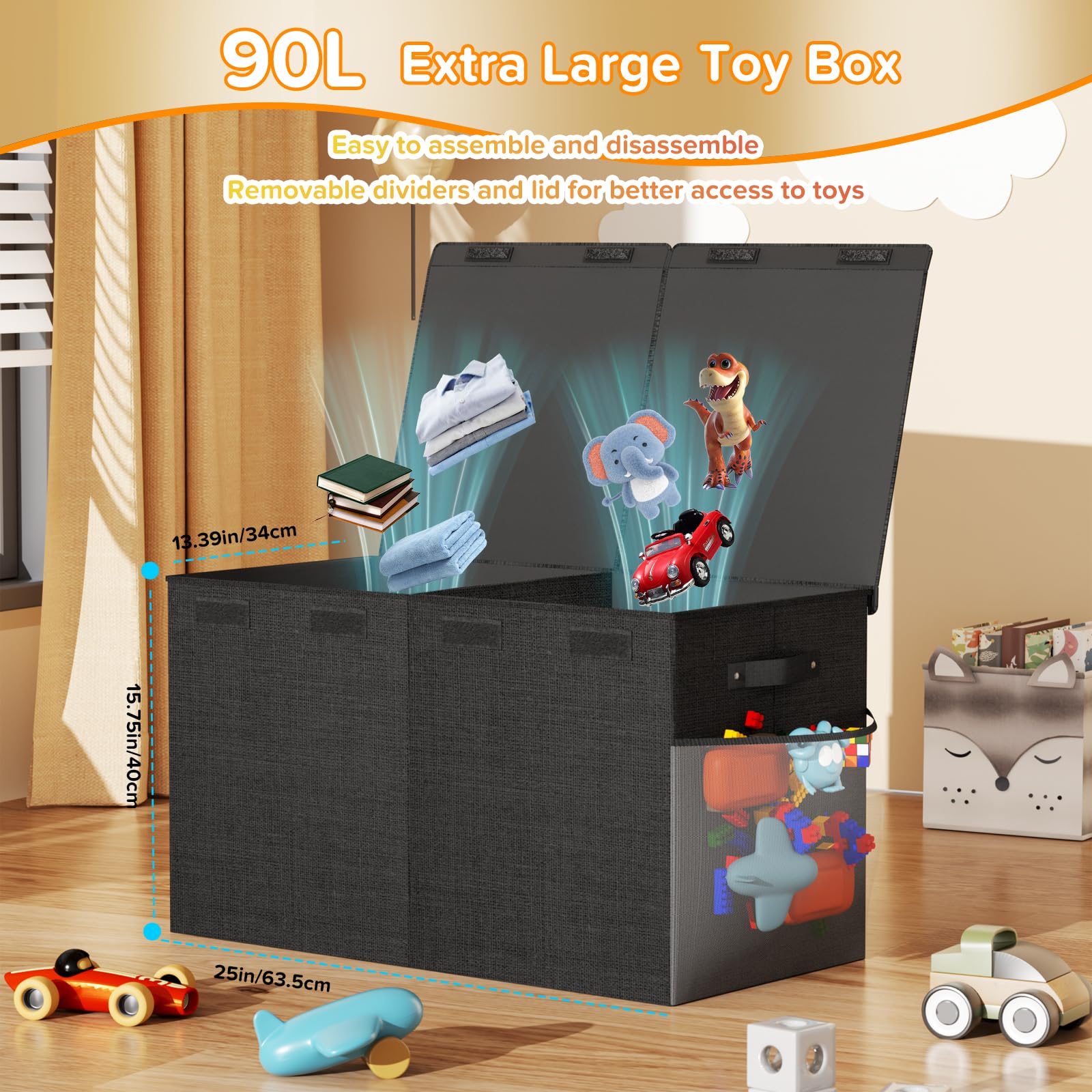 SAKAKI toy box collapsible-folded flat for compact storage