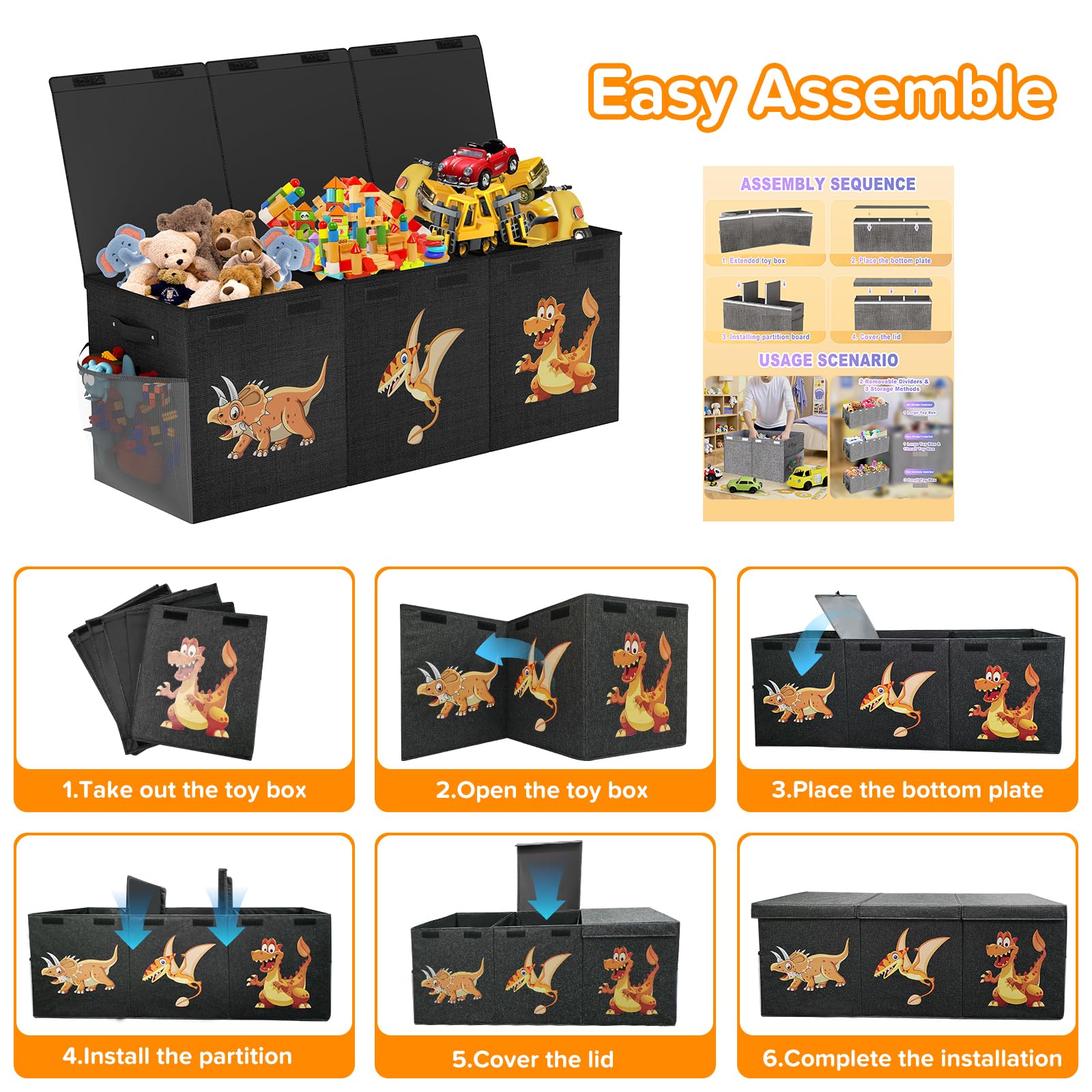 SAKAKI dinosaur-pattern box close-up highlighting playful nursery design