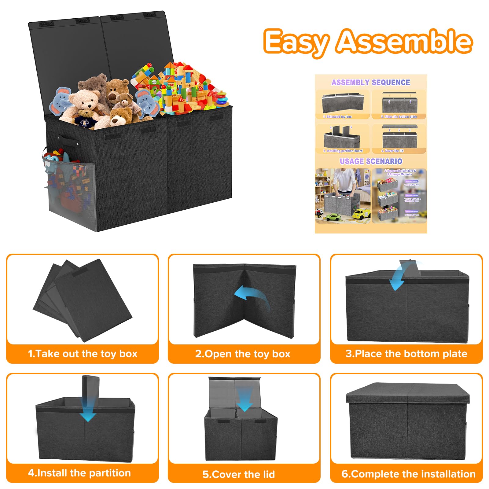SAKAKI toy box dinosaur-pattern decor-friendly storage