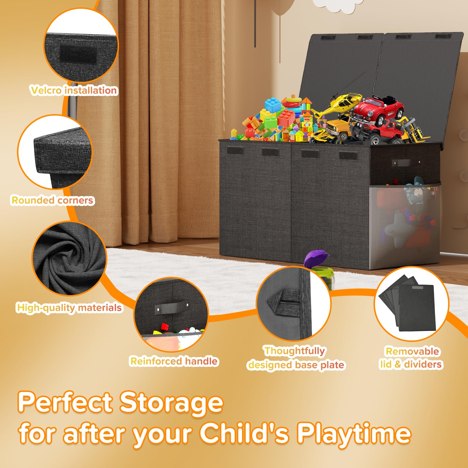 SAKAKI toy box durable-pp-board provides sturdy support