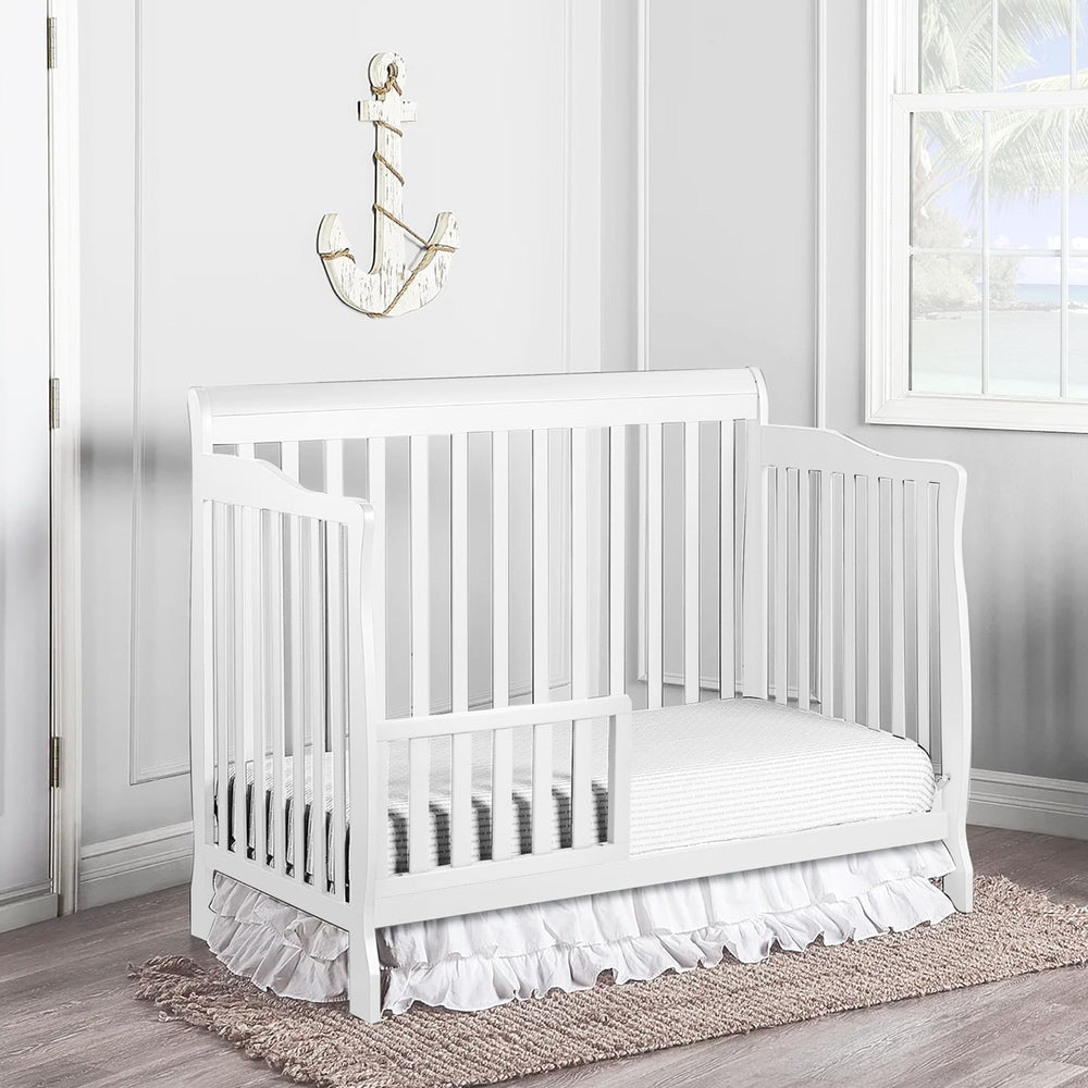 Salcod Toddler Crib Guardrail in-use-toddler-bed demonstrates safer bedtime for growing toddlers.