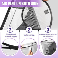 Salcod rain cover dual-side ventilation for improved airflow.