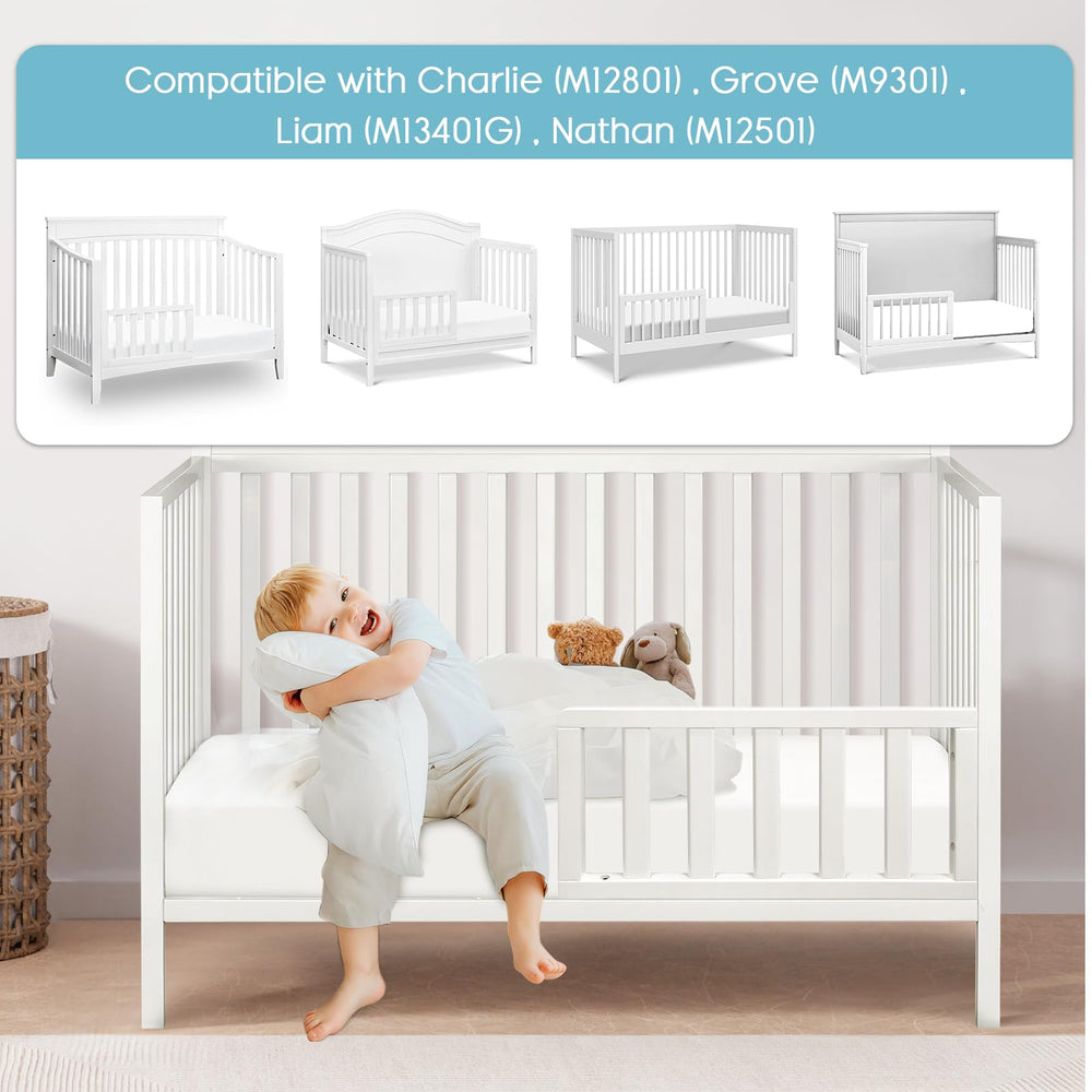 Salcod guardrail attaches securely to Nathan crib for toddler bed use.