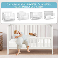Salcod guardrail attaches securely to Nathan crib for toddler bed use.