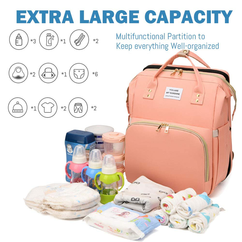SALIFA large-capacity compartments keep diapers, bottles, and wipes organized