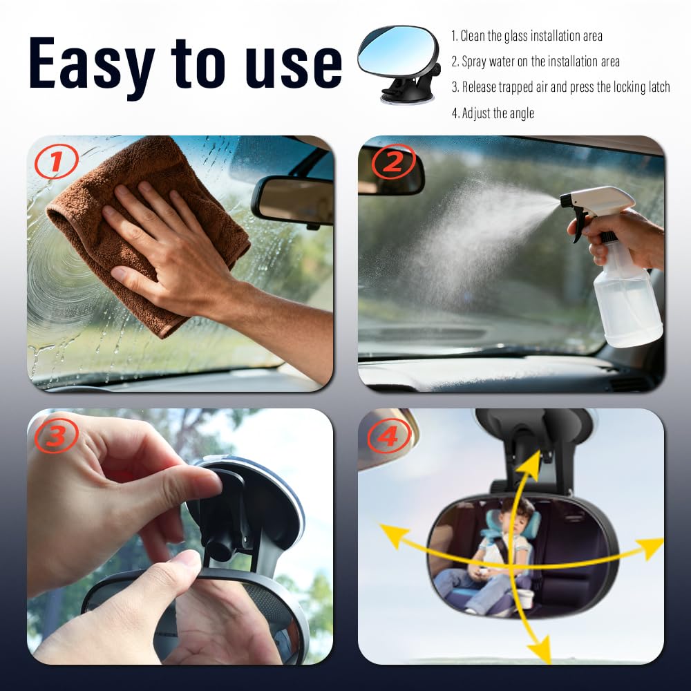 Salior Baby Car Mirror windshield installation for quick setup