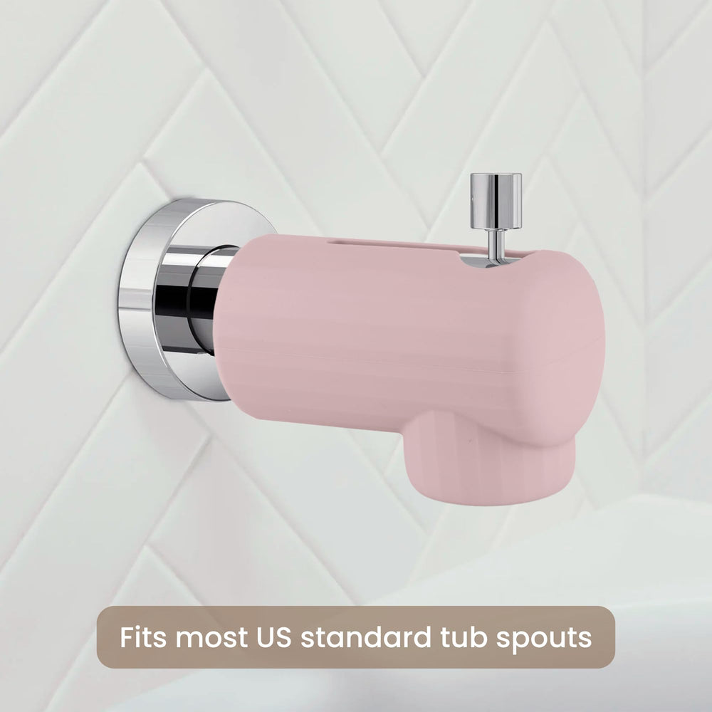 Sallurna bath spout cover universal-fit detail on a standard tub spout.