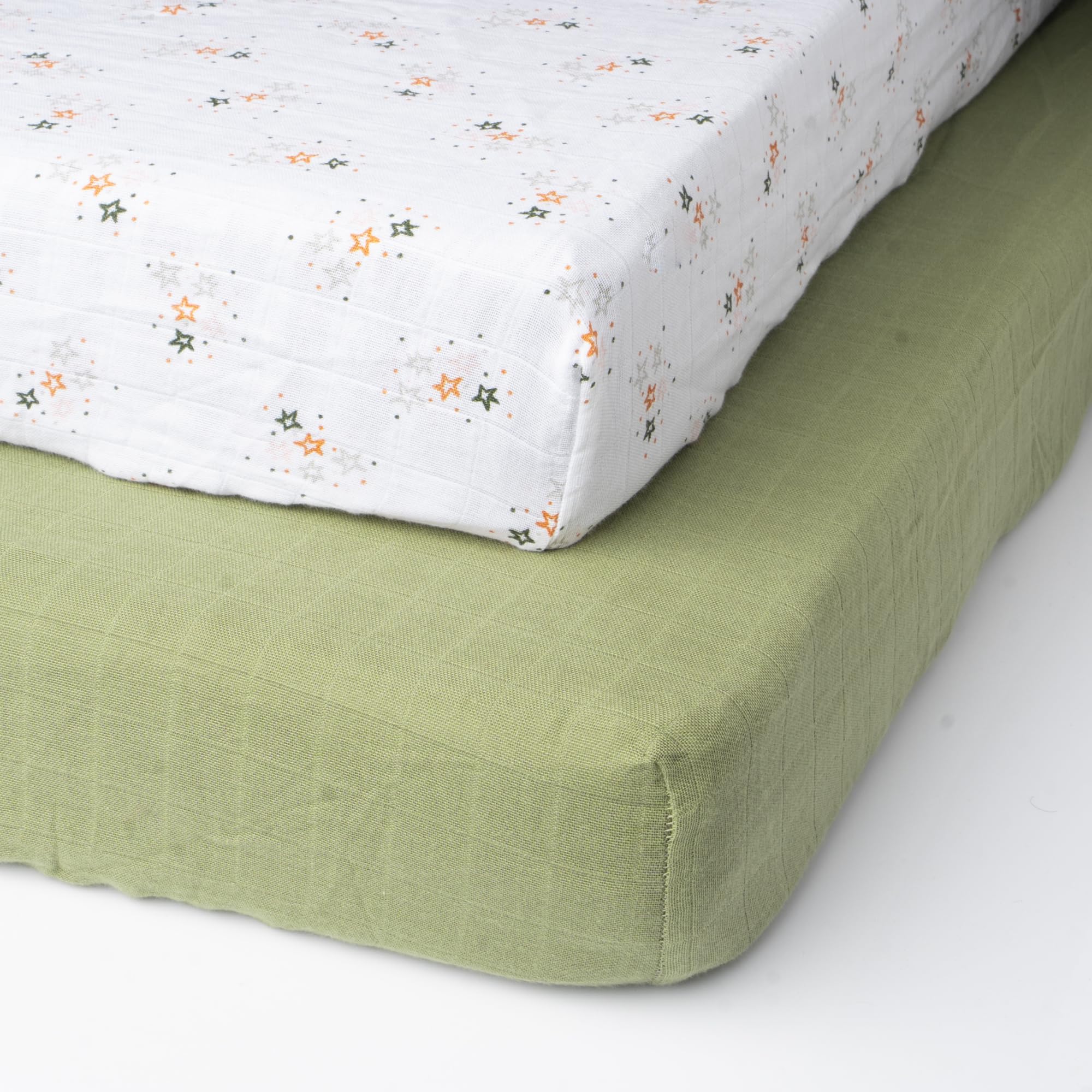 Salt Earth 2-pack fitted crib sheets provide easy care and durable daily use.