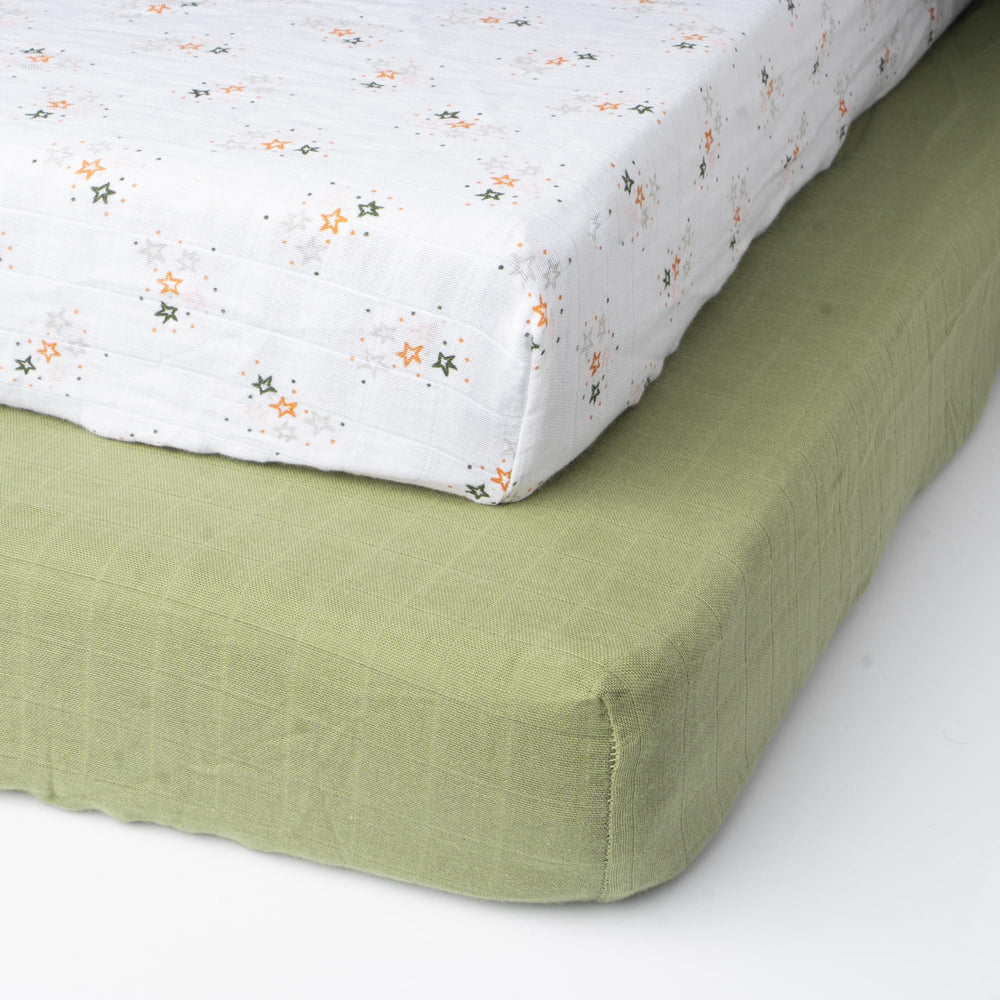 Salt Earth 2-pack fitted crib sheets provide easy care and durable daily use.
