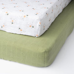 Salt Earth 2-pack fitted crib sheets provide easy care and durable daily use.