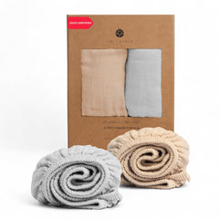 Salt Earth muslin crib sheet sets on mattress for a tidy sleep setup