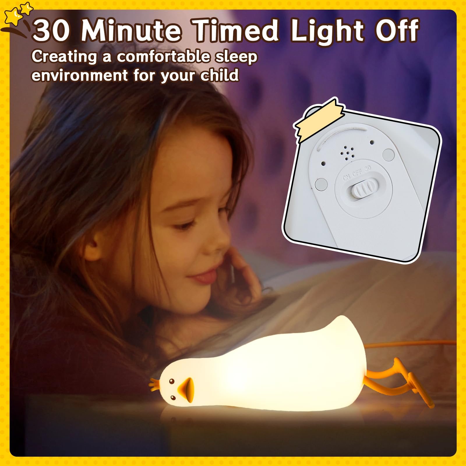 SALUOKE Duck Light silicone body, squishy material for tactile play and stress relief.