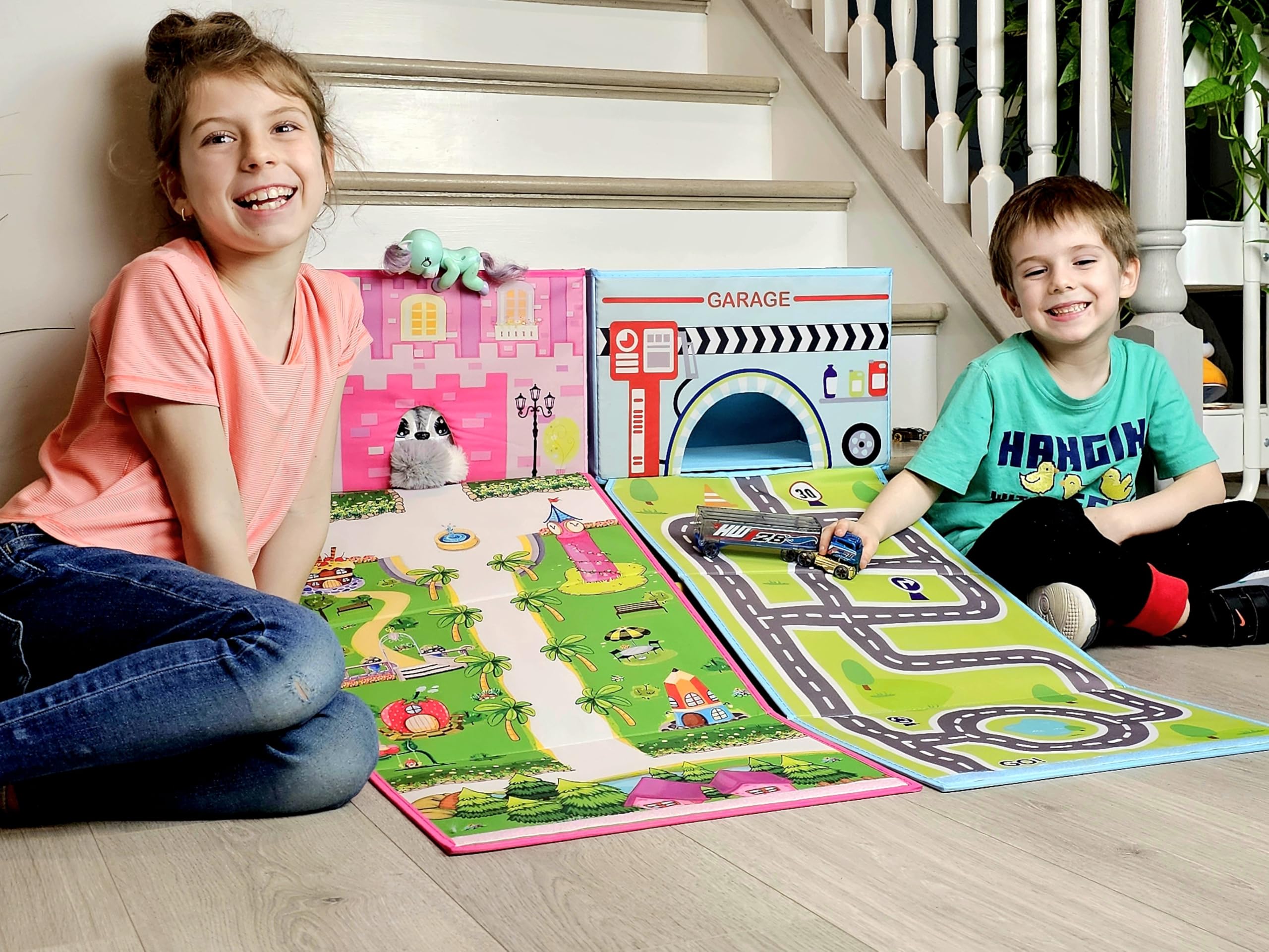 SAM AND MABEL GoGarage box stackable design keeps toys organized and ready