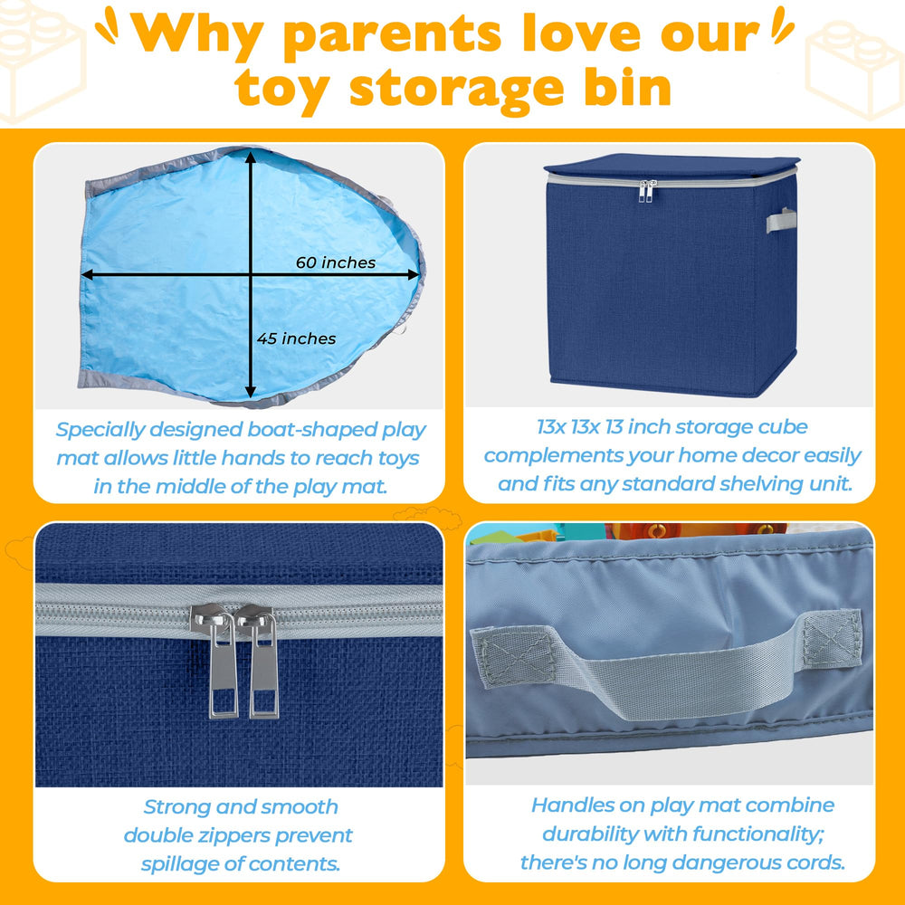 SAM AND MABEL lid with double zippers prevents spills during cleanup
