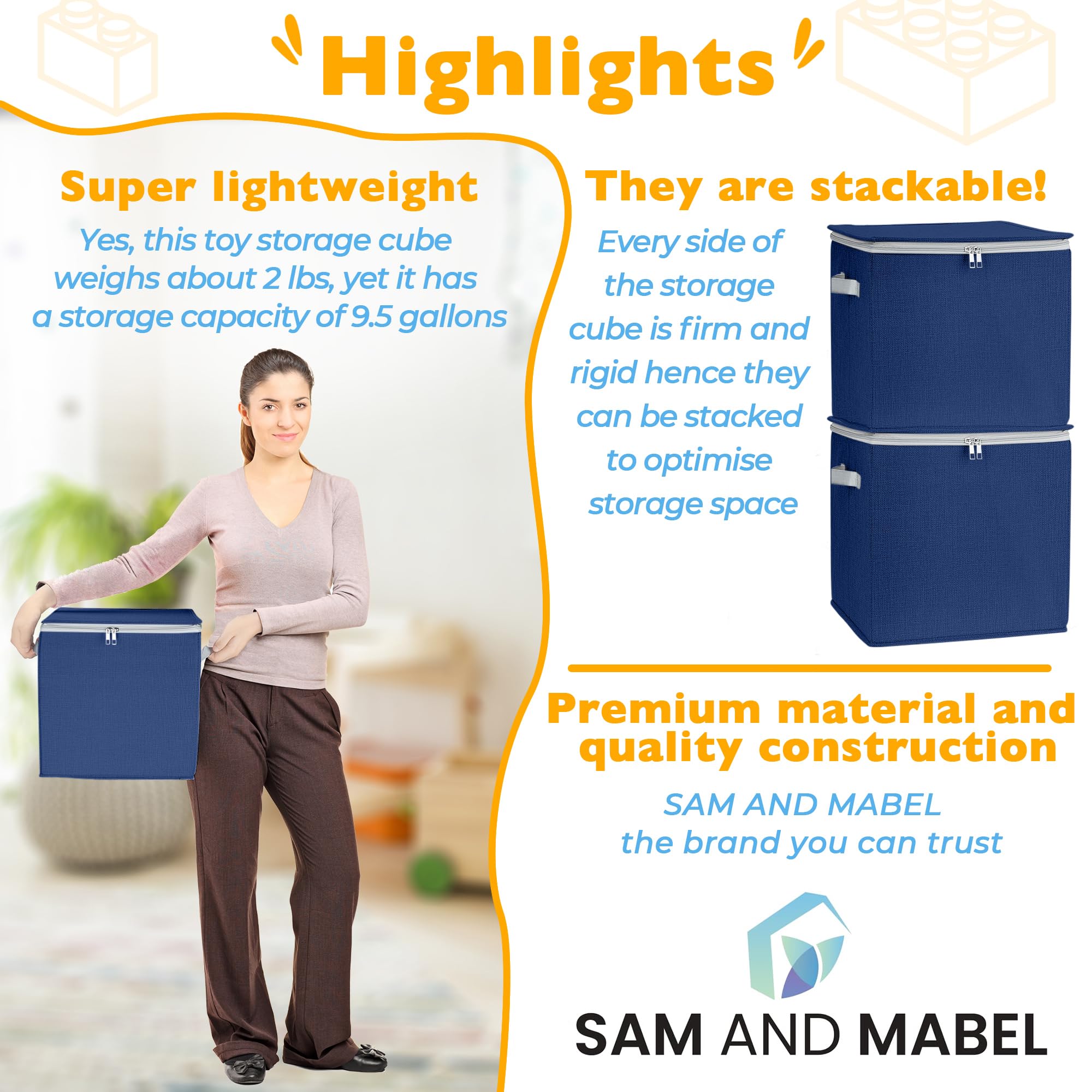 SAM AND MABEL lightweight durable storage cube ideal for fast tidyups