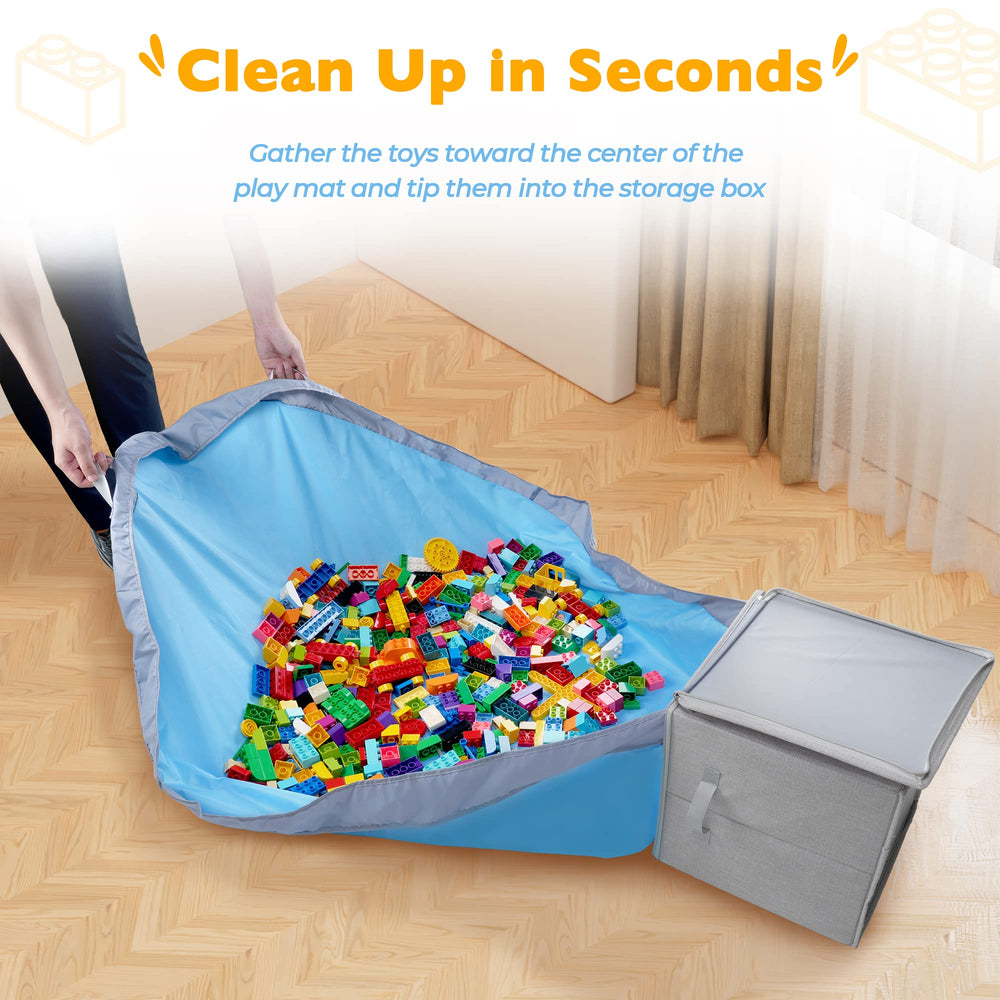 SAM AND MABEL toy storage cubby side view showcases portable, lightweight design for quick room resets.