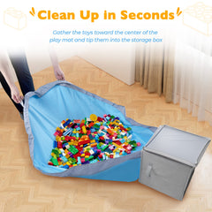 SAM AND MABEL toy storage cubby side view showcases portable, lightweight design for quick room resets.