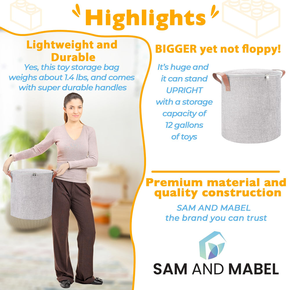SAM AND MABEL XXL foldable bin keeps nursery organized with lightweight portability.