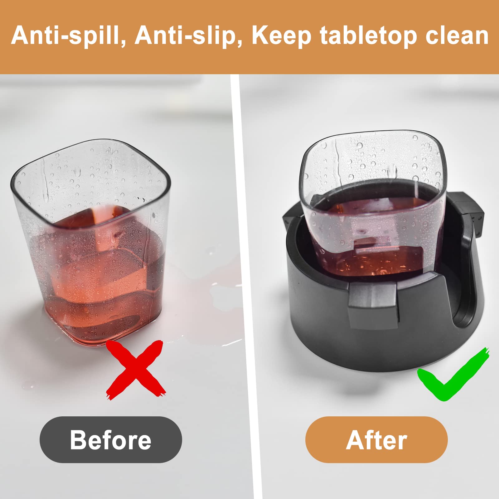 Samhe anti-spill cup holder adhesive-base enables easy installation without leaving marks.