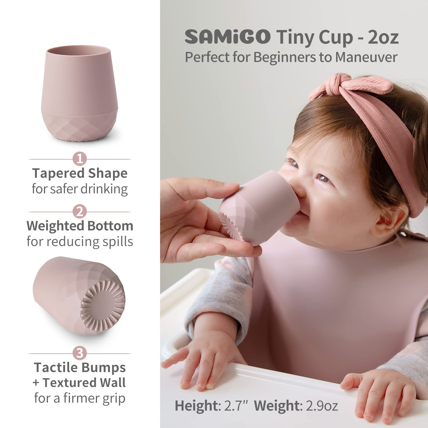 SAMiGO chewable spoons with textured handle engage baby’s senses during feeding.